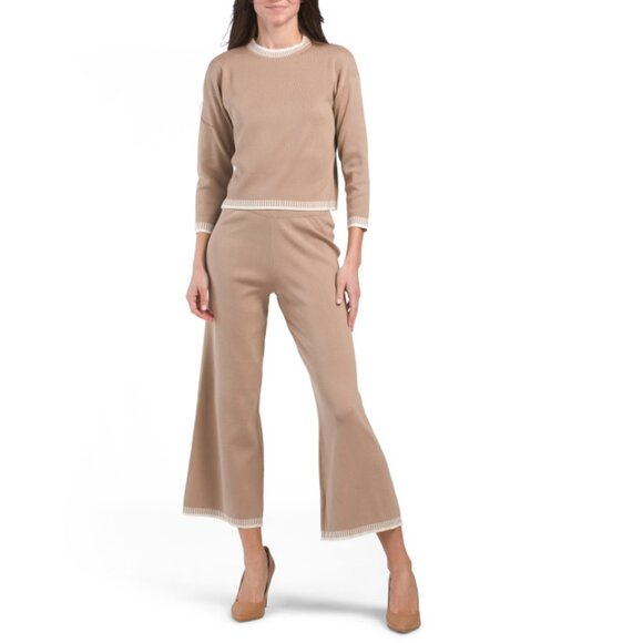 SIONI TAUPE MULTI 2pc Striped Top And Pants Set